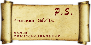Premauer Sába névjegykártya